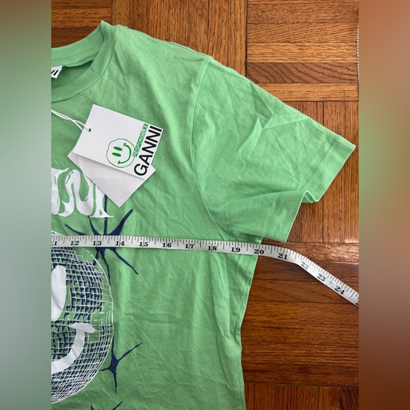 GANNI green disco ball graphic T-shirt unisex size S Brand New With Tag - Picture 8 of 11